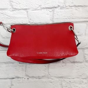 Calvin Klein red leather crossbody bag